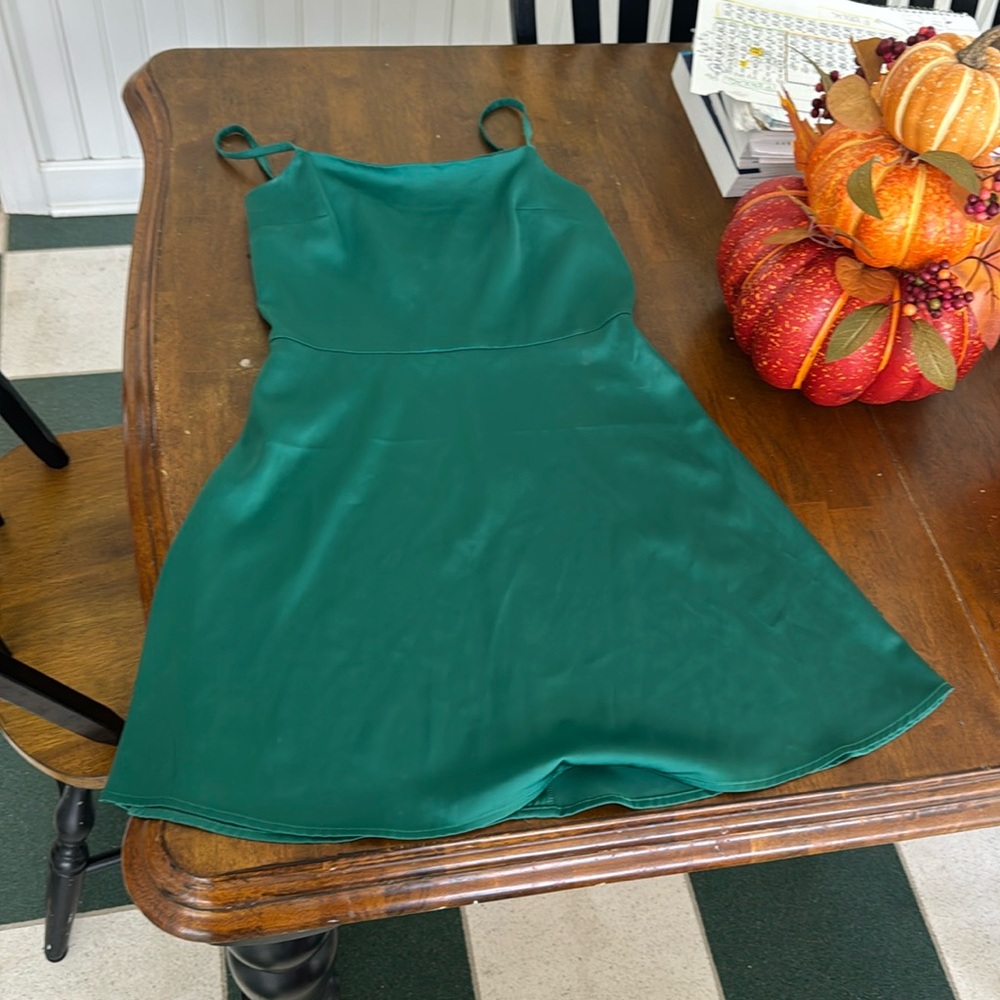 Green silk dress